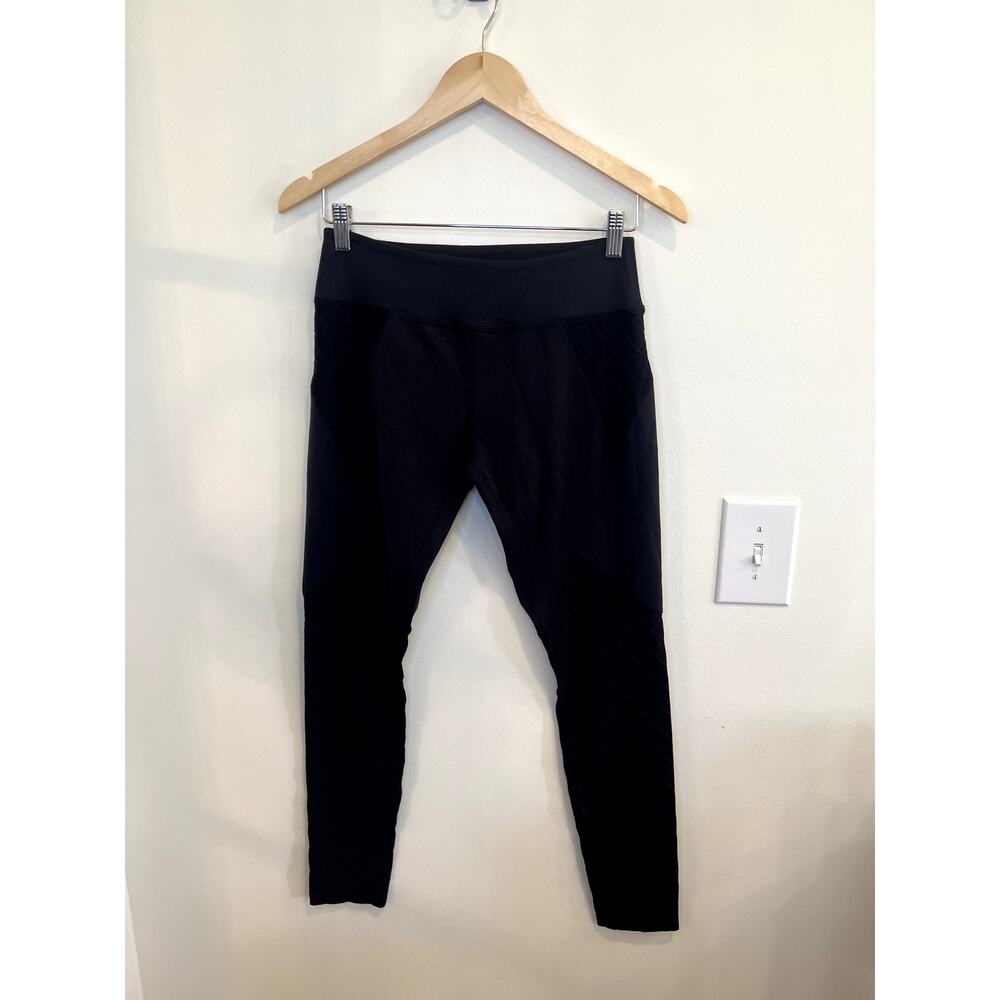 Beyond Yoga Black Quilted Panel High Waisted Leggings Size Large Made in USA